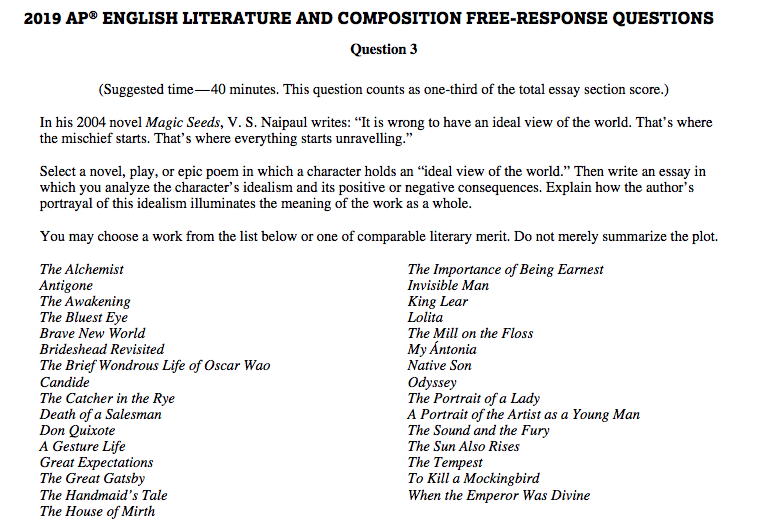 ap literature and composition essay prompts 2012